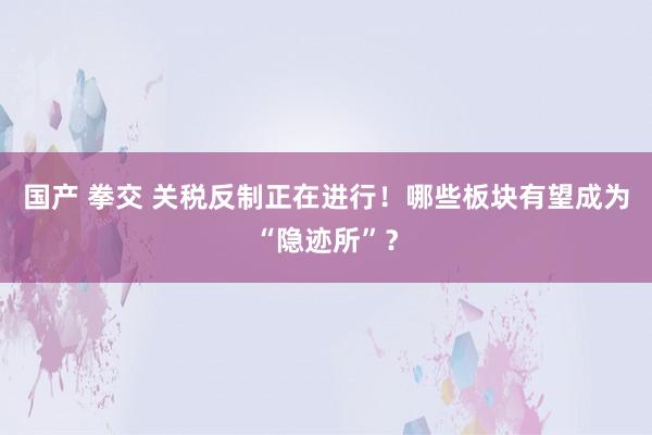 国产 拳交 关税反制正在进行！哪些板块有望成为“隐迹所”？
