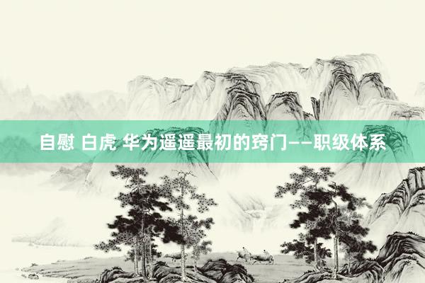 自慰 白虎 华为遥遥最初的窍门——职级体系